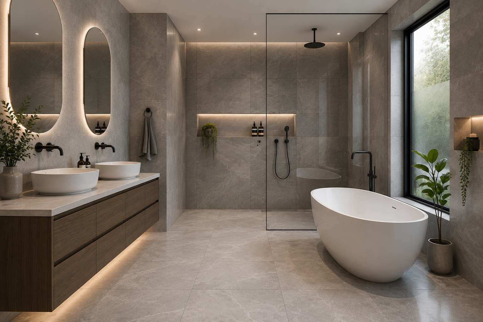 Luxury bathroom tiling project Sydney
